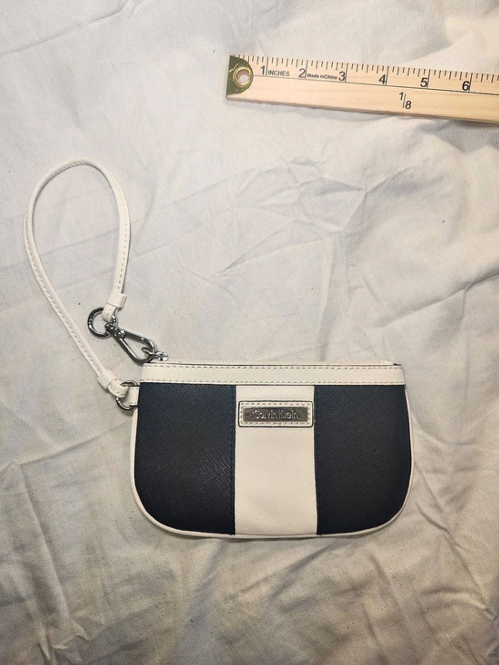 Calvin Klein Color Block Wristlet in Black & White